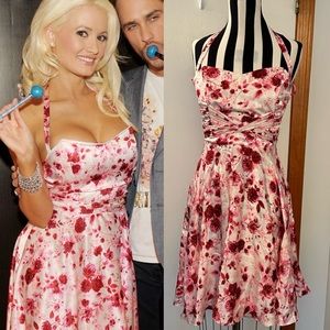 Vintage BETSEY JOHNSON Floral Skull y2k Silk Dress 8
